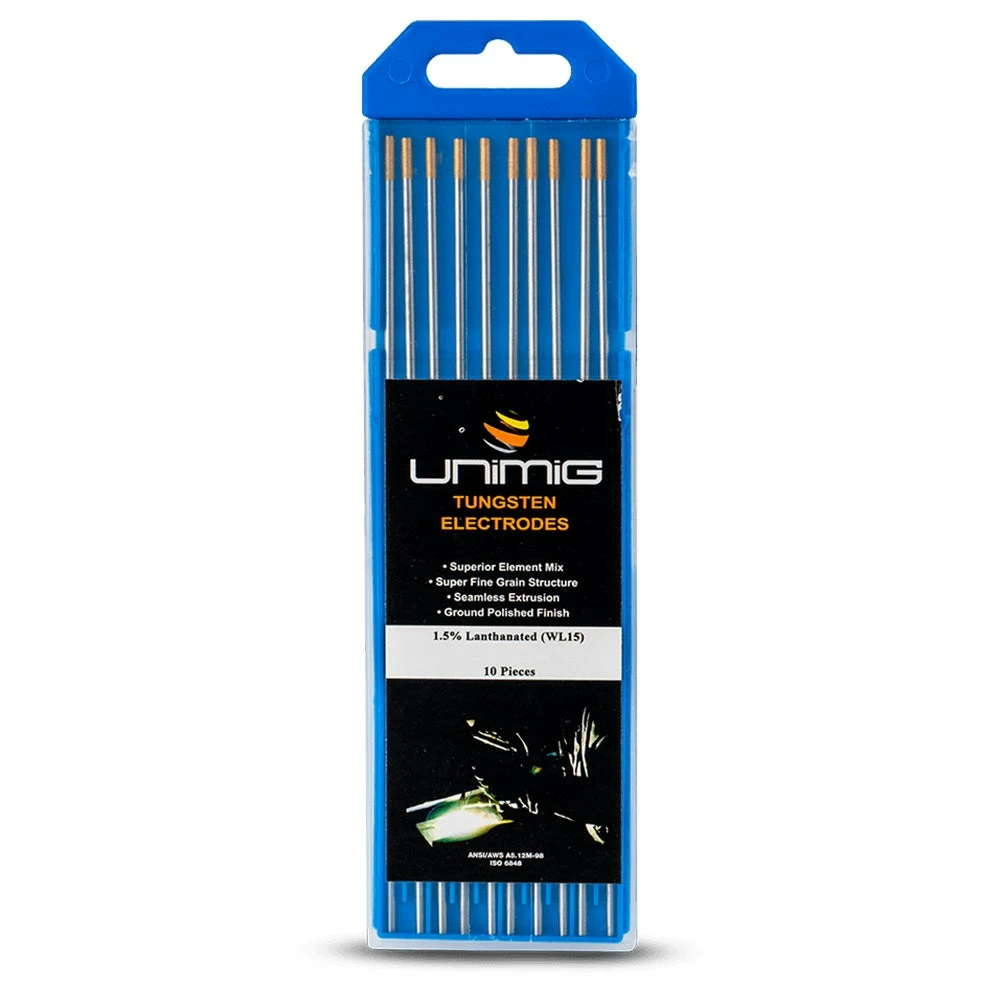 UNIMIG 3.2mm WL15 1.5 Percent Lanthanated Tungsten Electrodes - 10 Pack PTR0002-32 1 UNIMIG 3.2mm WL15 1.5 Percent Lanthanated Tungsten Electrodes - 10 Pack PTR0002-32