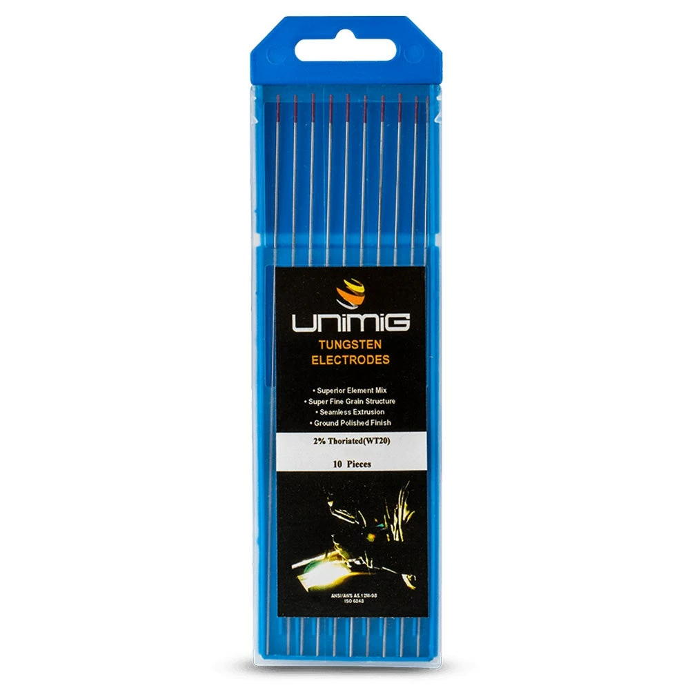 UNIMIG 3.2mm WT20 2 Percent Thoriated Tungsten Electrodes - 10 Pack PTR0004-32 1 UNIMIG 3.2mm WT20 2 Percent Thoriated Tungsten Electrodes - 10 Pack PTR0004-32