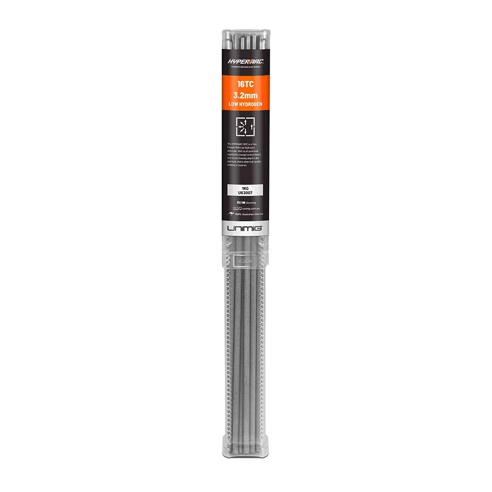 UNIMIG 3.2mm HYPERARC 16TC Low-Hydrogen Electrodes U63007 1 UNIMIG 3.2mm HYPERARC 16TC Low-Hydrogen Electrodes U63007